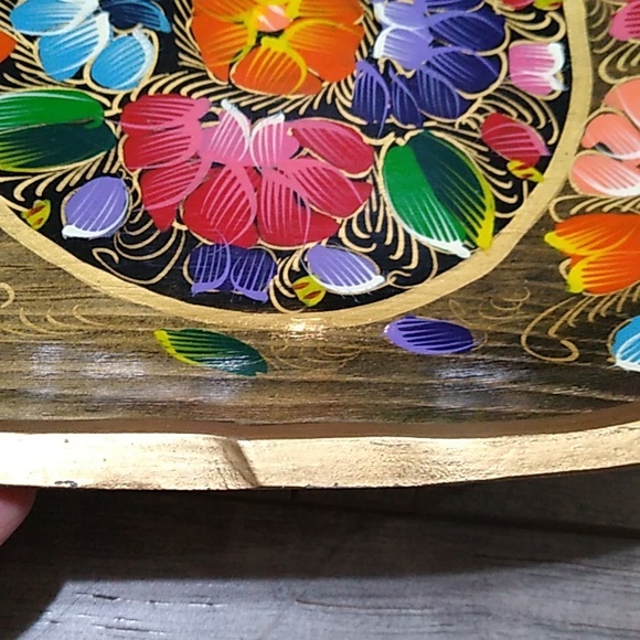 Vintage wooden trinket tray Mexican or Boho style - Picture 5 of 8